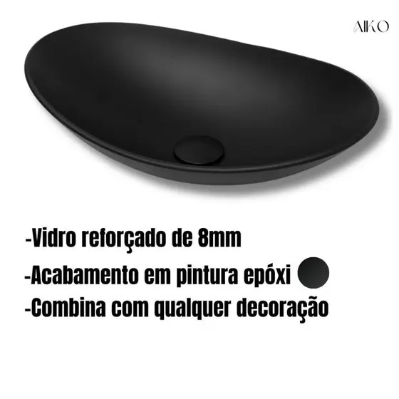 Cuba Lopazzi De Vidro Oval Grande 47cm para Banheiro Lavabo - Cores Acabamento Matte Fosco