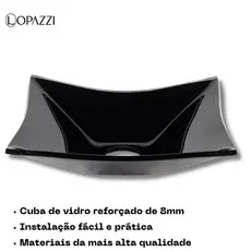 Cuba Lopazzi PIA DE VIDRO QUADRADA PARA BANHEIRO E LAVABO RT 30CM - MODELO DE APOIO 8MM