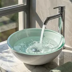 Cuba De Vidro Temperado 8mm De Espessura Redonda 35cm Modelo De Apoio Várias Cores Para Banheiro Lavabo Suíte