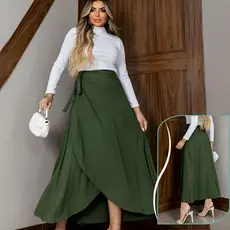 Saia Envelope Transpassada Feminina Amarração Longa Trabalho Evangélica Midi Viscolinho Elegante