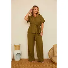 Conjunto Plus Size tecido Marrant Com Faixa Estiloso Moderno Elegante Chic