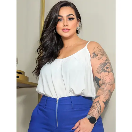 Blusa Plus Size Feminina Alcinha Viscose Soltinha Confortável Elegante