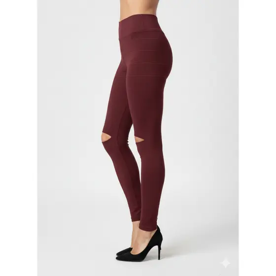 Calça Feminina Skinny de Bandagem com Rasgo no Joelho Estilo Moderno e Confortável Feminino