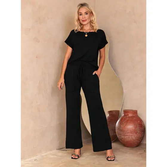 Conjunto Feminino Viscolycra Conforto  Moda Elegante Duas Peças Escritório   Calça  Blusa Aerolook