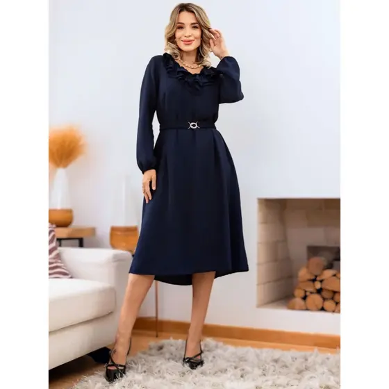 Vestido Midi Evangélico Boho Cinto Forrado Elegante Moda Feminina
