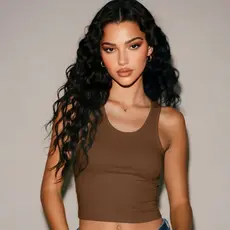 Top Cropped Feminino Cores Regata Suplex com Forro Duplo Gola U