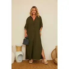 Vestido Chemise Plus Size Viscolinho Manga 3/4 Casual Chic Elegante