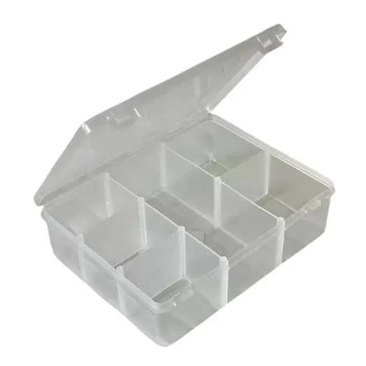 CAIXA ORGANIZADORA COM 6 DIVISÓRIAS TRANSPARENTE 10cm X 13cm unidade