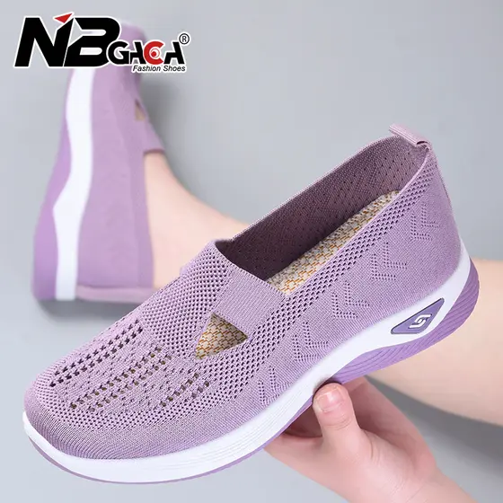 NBGAGA Sapatos Casuais Femininos Tecido De Malha Respirável E Sola De PVC Antiderrapante Tamanho 36-44