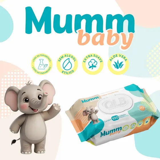 Kit com 10 Lenços/Toalhas Umedecidas Mumm Baby C/100