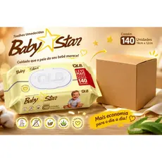 Kit 3 Pacotes Toalhas Umedecidas Baby Star 140 Unidades – Total 420 Toalhas