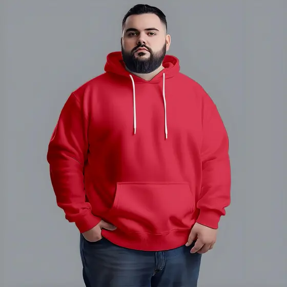 Blusa Moletom Lisa Masculino Plus Size Canguru