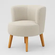 Cadeira Estofada para Sala de Estar Moderna Tecido Bouclê Ergonômica Pés de Madeira