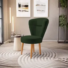 Cadeira Estofada para Penteadeira Recepção Sala de Espera Ergonômica Tecido Veludo Confortável
