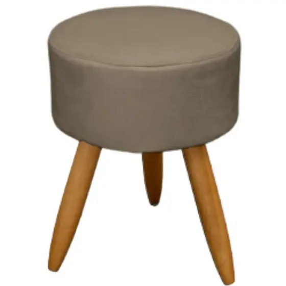 Puff liso redondo decorativo moderno resistente madeira pés Palito