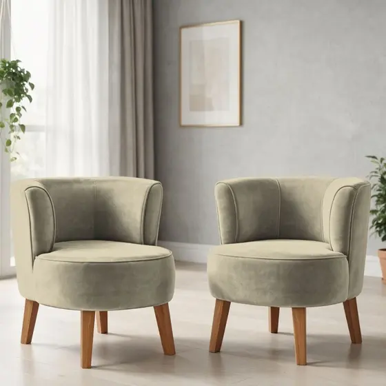 Jogo 2 Poltronas para Sala de Estar Moderna Recepção Tecido Veludo Ergonômica Pés de Madeira