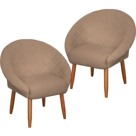 Kit 2 Poltronas para Escritório Sala de estar Estofada Tecido Veludo Confortável Pés Palito