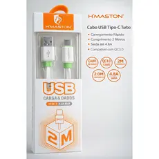 Cabo USB-A para USB-C Carga e Dados 2 metros H'maston