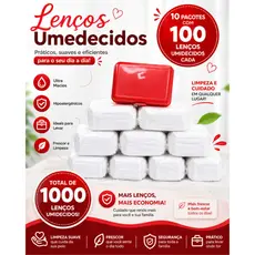 1000 Lenços umedecidos +maleta cada pacote de refil com 100 lenços por pacote e a maleta da cor de sua preferencia.