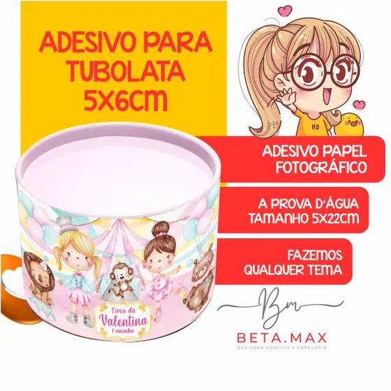 ADESIVO PARA TUBOLATA 5x6CM - PAPEL ADESIVO FOTOGRÁFICO -FAZEMOS QUALQUER TEMA - NÃO ACOMPANHA TUBOLATA