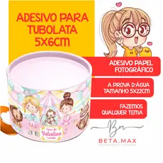 ADESIVO PARA TUBOLATA 5x6CM - PAPEL ADESIVO FOTOGRÁFICO -FAZEMOS QUALQUER TEMA - NÃO ACOMPANHA TUBOLATA