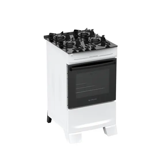 Fogão 4 Bocas Atlas Mônaco Top Glass Mesa de Vidro Bivolt