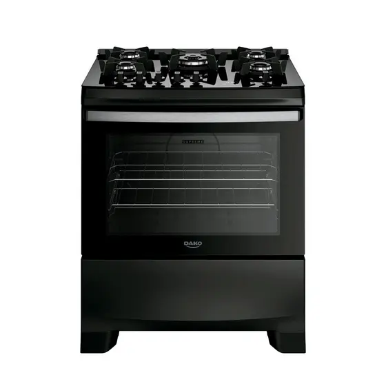Fogão 5 Bocas Dako Supreme Black Glass Digital Bivolt