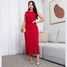 Vestido Tubinho Feminino Regata Drapedo na Cintura Modelador e Elegante Pera Festas