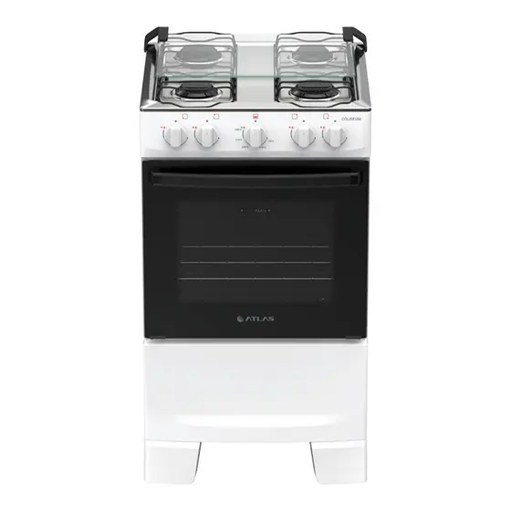 Fogão 4 Bocas à Gás Atlas Coliseum Plus com Mesa de Inox Branco