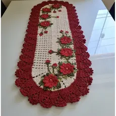 Caminho de Mesa Crochê Flores