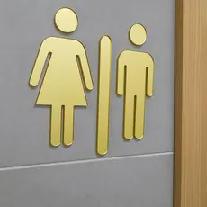 Placa Banheiro Acrilica Sinalização Feminino Masculino Espelhado