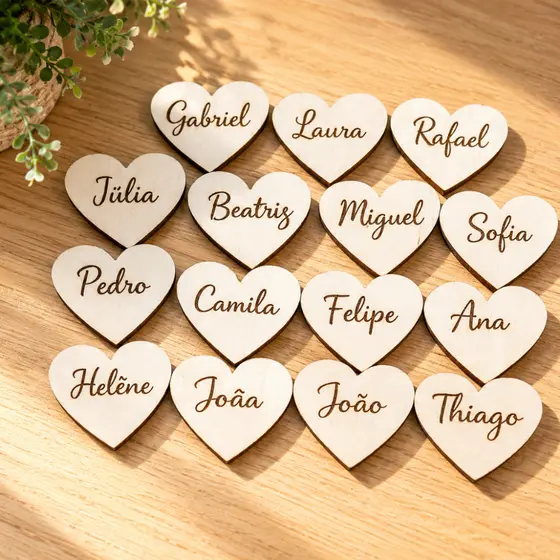 Kit 5 Corações Decorativos de Madeira Crua Artesanato Mdf Branco Formato de Coração