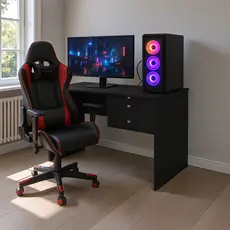 Mesa Gamer Multifuncional com Gavetas e Chave – Ideal para Estudo e Home Office