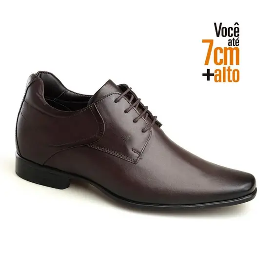 Sapato Rafarillo Você + Alto 7cm Executive Couro Legítimo Social Com Cadarço Discreto