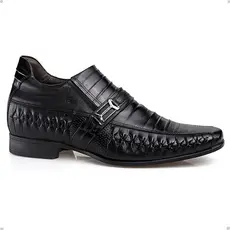 Sapato Social Rafarillo Couro Legítimo Tresse Elegante Conforto Dia a Dia Masculino +7cm Altura Discreto