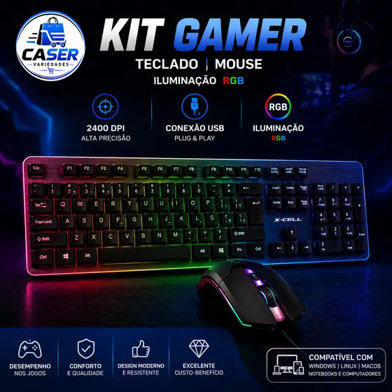 KIT Teclado GAMER + Mouse Gamer
