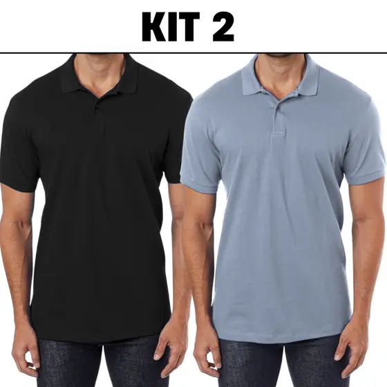 Kit 2 camisa polo masculina camiseta premium