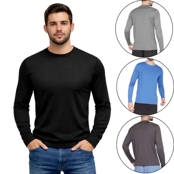 Camisa masculina blusa manga longa segunda pele malha fria