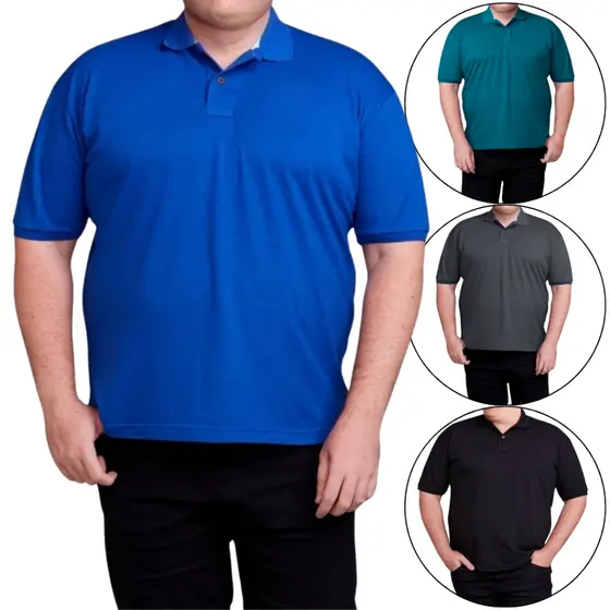 camisa polo masculina plus size premium