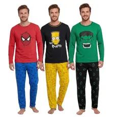 Pijama Masculino Adulto Personagem / Manga Longa / Roupa de Dormir /