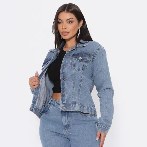 Jaqueta Feminina Jeans Inverno Manga Longa Gaven Casual Despojado Elegante Premium Marmorizada