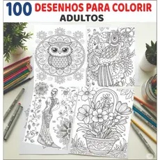 100 Desenhos para Colorir | ADULTOS (100 folhas soltas A4 75g ) Anti-Estresse