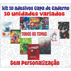 10 Adesivos para Capa de Caderno SEM PERSONALIZAÇÃO - QUALQUER TEMA