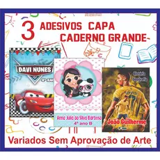 Adesivos Capa Caderno Grandes (3 unidades ) QUALQUER TEMA ***ARTES VARIADAS***