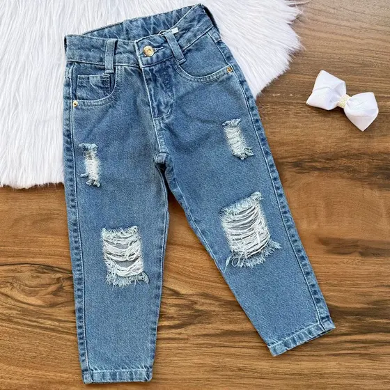 Calça Mom Jeans 2 Ao 10 Anos Infantil Menina Moda Blogueirinha Verão.