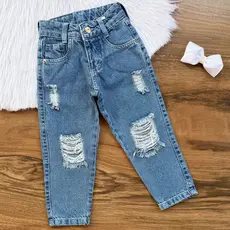 Calça Mom Jeans 2 Ao 10 Anos Infantil Menina Moda Blogueirinha Verão.