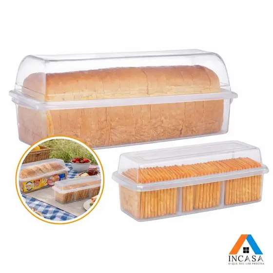 Kit Potes Porta Pão Bolo+porta Torrada Biscoito Chá Com Tampa