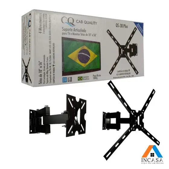 Suporte Articulado Tv parede Monitor Tv 4K 3D Plasma Smart LCD LED OLED QLED 10´a 56 Polegadas
