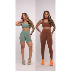 Kit 4 Peças Fitness Feminino Short + Top + Legging Cintura Alta + Top Academia Conjunto Treino Moda Fitness 2026