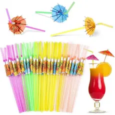 100 Pçs Cocktail Beber Canudos Guarda-Chuva Descartáveis Havaí Suco Sóis Para Bar Verão Decoração De Festa Em Casa